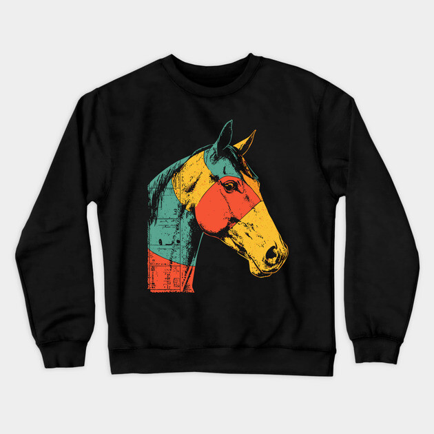 Futuristic Cyber Horse with Retro Colors Crewneck Sweatshirt by TuncGK