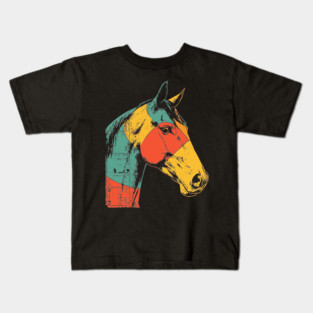 Futuristic Cyber Horse with Retro Colors Kids T-Shirt