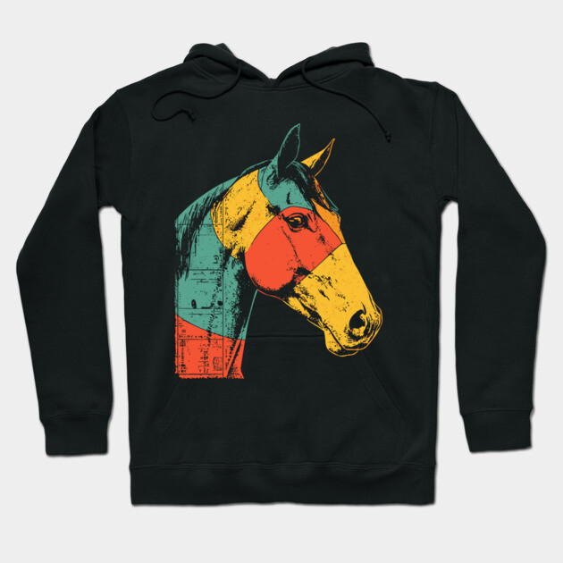 Futuristic Cyber Horse with Retro Colors Hoodie by TuncGK