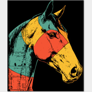 Futuristic Cyber Horse with Retro Colors Posters and Art