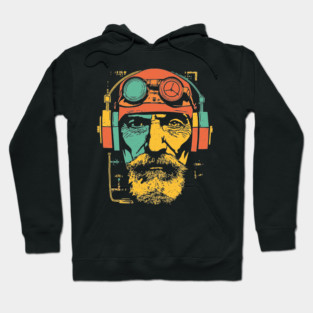 Vintage Cyberpunk Pilot Pop Art Portrait Hoodie