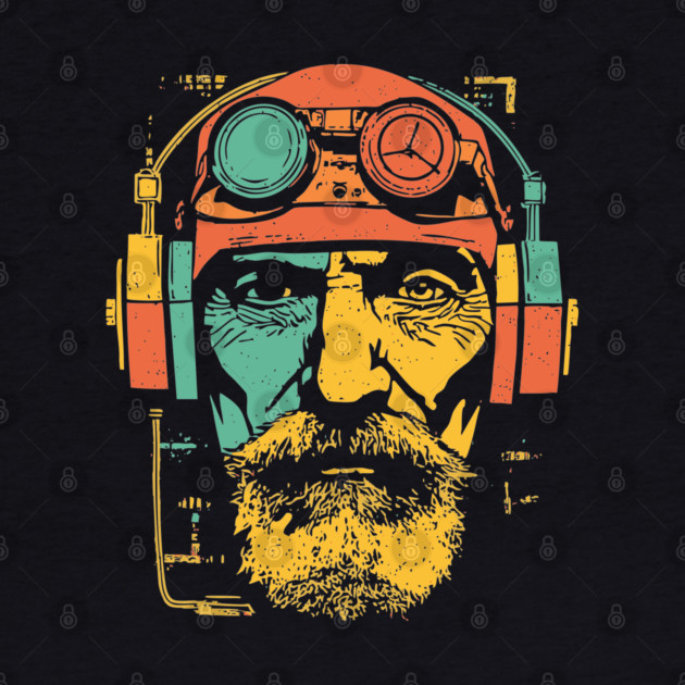 Vintage Cyberpunk Pilot Pop Art Portrait by TuncGK