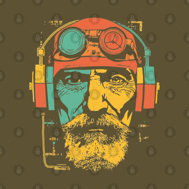 Vintage Cyberpunk Pilot Pop Art Portrait by TuncGK