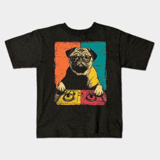 DJ Cyber Pug in Retro Pop Style Kids T-Shirt