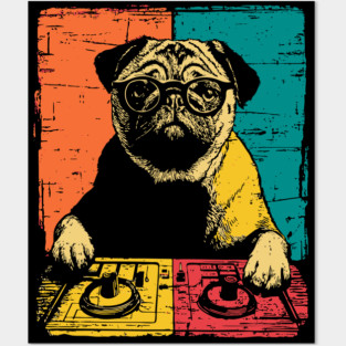 DJ Cyber Pug in Retro Pop Style Posters and Art