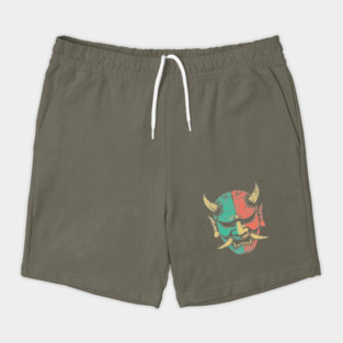 Retro Japanese Oni Demon Mask Artwork Shorts