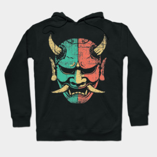 Retro Japanese Oni Demon Mask Artwork Hoodie