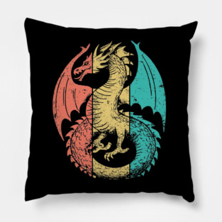 Retro Pop Art Majestic Dragon Design Pillow
