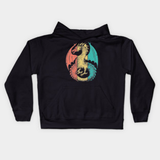 Retro Pop Art Majestic Dragon Design Kids Hoodie