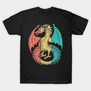 Retro Pop Art Majestic Dragon Design T-Shirt