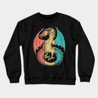 Retro Pop Art Majestic Dragon Design Crewneck Sweatshirt