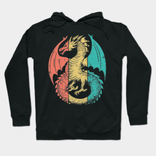 Retro Pop Art Majestic Dragon Design Hoodie