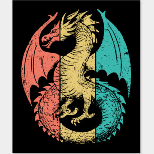 Retro Pop Art Majestic Dragon Design Posters and Art