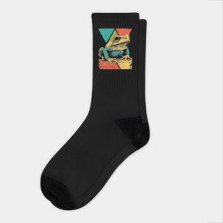 Abstract Geometric Frog in Pop Art Style Socks