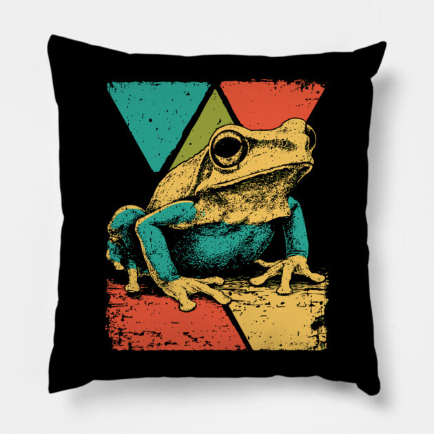 Abstract Geometric Frog in Pop Art Style Pillow by TuncGK