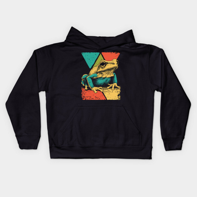 Abstract Geometric Frog in Pop Art Style Kids Hoodie by TuncGK