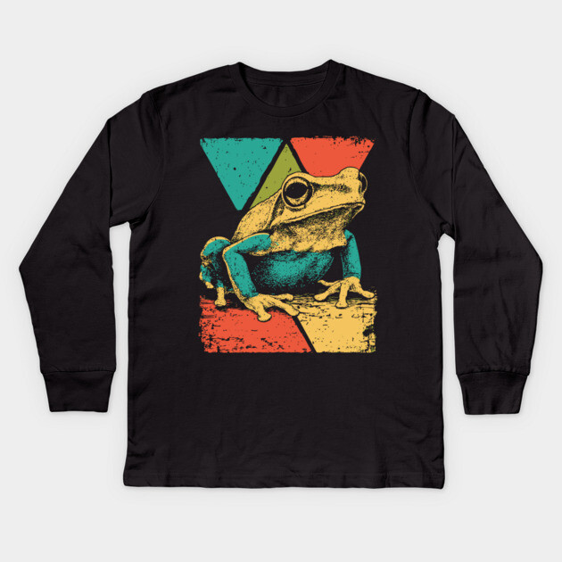 Abstract Geometric Frog in Pop Art Style Kids Long Sleeve T-Shirt by TuncGK