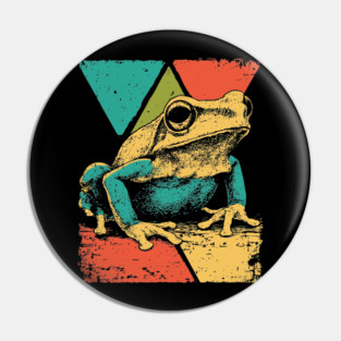 Abstract Geometric Frog in Pop Art Style Pin