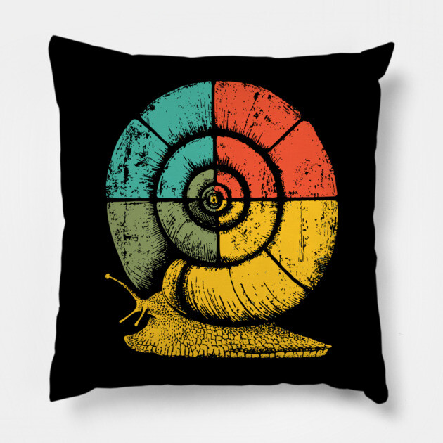 Retro Geometric Spiral Snail Pop Art Pillow by TuncGK