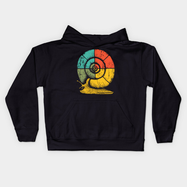 Retro Geometric Spiral Snail Pop Art Kids Hoodie by TuncGK