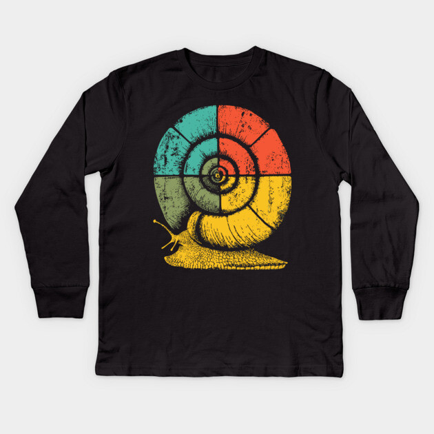 Retro Geometric Spiral Snail Pop Art Kids Long Sleeve T-Shirt by TuncGK