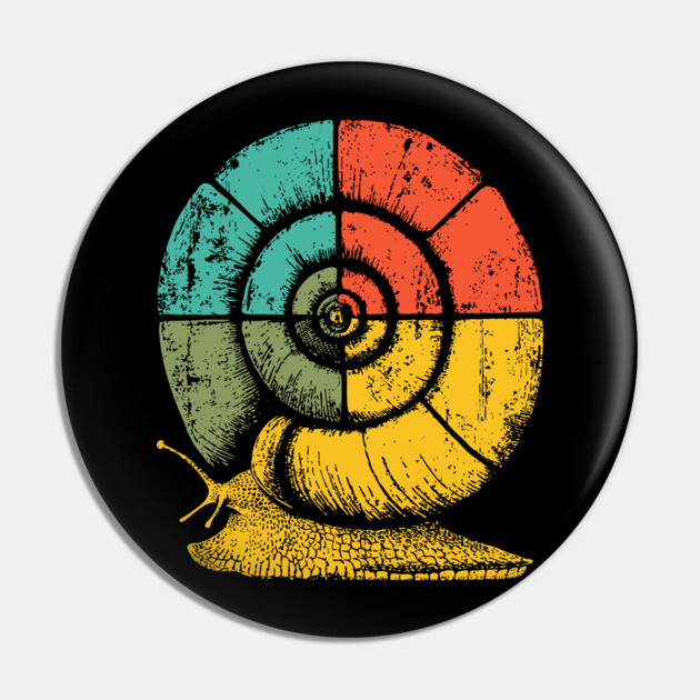 Retro Geometric Spiral Snail Pop Art Pin by TuncGK