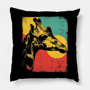 Vintage Giraffe with Bold Pop Colors Pillow
