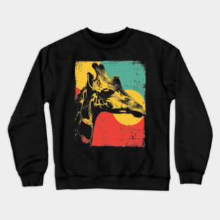 Vintage Giraffe with Bold Pop Colors Crewneck Sweatshirt
