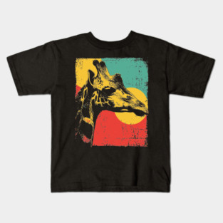 Vintage Giraffe with Bold Pop Colors Kids T-Shirt