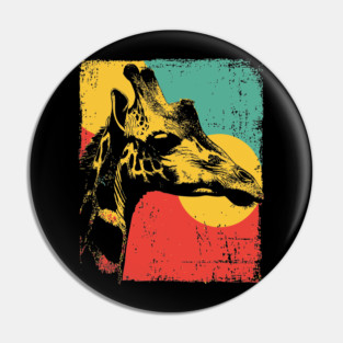 Vintage Giraffe with Bold Pop Colors Pin