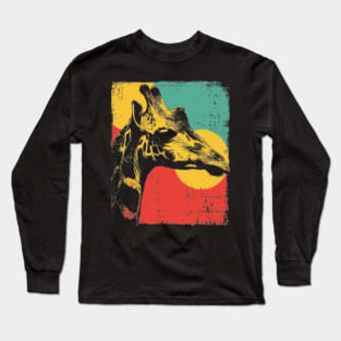 Vintage Giraffe with Bold Pop Colors Long Sleeve T-Shirt