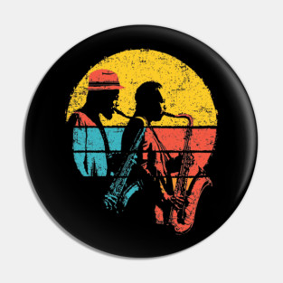 Retro Jazz Band in Colorful Pop Style Pin