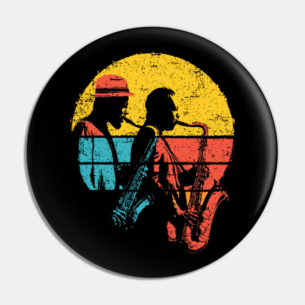 Retro Jazz Band in Colorful Pop Style Pin by TuncGK