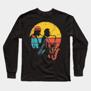 Retro Jazz Band in Colorful Pop Style Long Sleeve T-Shirt