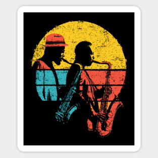 Retro Jazz Band in Colorful Pop Style Sticker