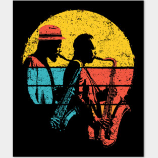 Retro Jazz Band in Colorful Pop Style Posters and Art