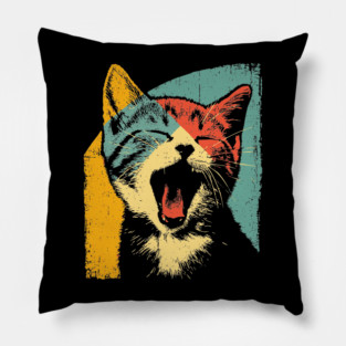 Cute Roaring Kitten in Pop Art Colors Pillow