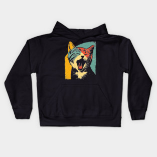 Cute Roaring Kitten in Pop Art Colors Kids Hoodie