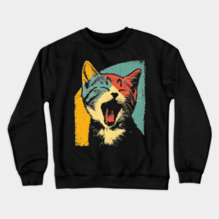 Cute Roaring Kitten in Pop Art Colors Crewneck Sweatshirt