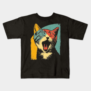 Cute Roaring Kitten in Pop Art Colors Kids T-Shirt