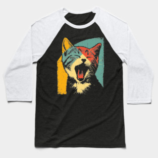 Cute Roaring Kitten in Pop Art Colors Baseball T-Shirt