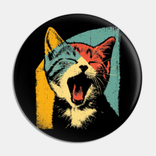 Cute Roaring Kitten in Pop Art Colors Pin