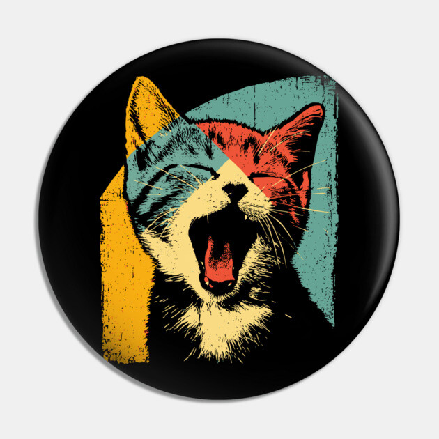 Cute Roaring Kitten in Pop Art Colors Pin by TuncGK