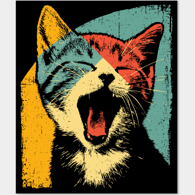 Cute Roaring Kitten in Pop Art Colors Wall Art by TuncGK