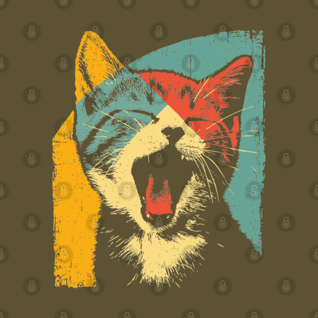 Cute Roaring Kitten in Pop Art Colors by TuncGK