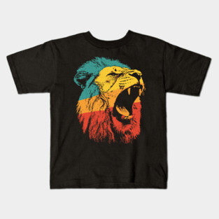 Fierce Roaring Lion Retro Pop Portrait Kids T-Shirt