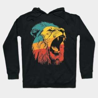 Fierce Roaring Lion Retro Pop Portrait Hoodie