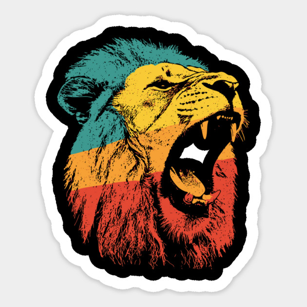Fierce Roaring Lion Retro Pop Portrait Magnet by TuncGK