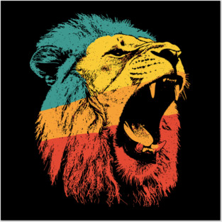 Fierce Roaring Lion Retro Pop Portrait Posters and Art