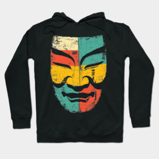 Retro Japanese Noh Mask Pop Art Face Hoodie